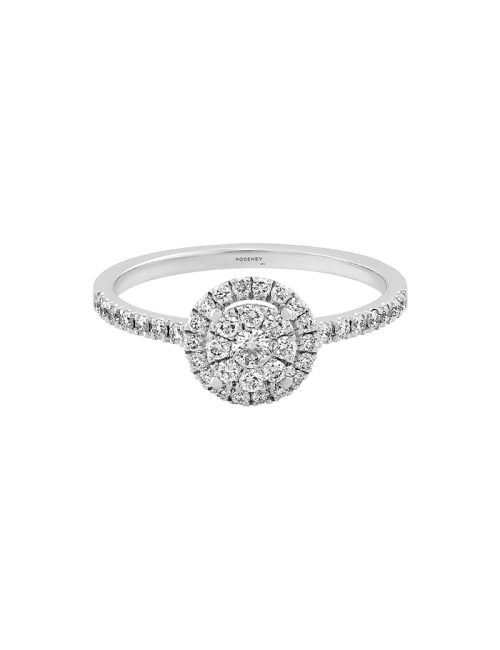 Anel Épure Halo Ouro Branco e Diamantes