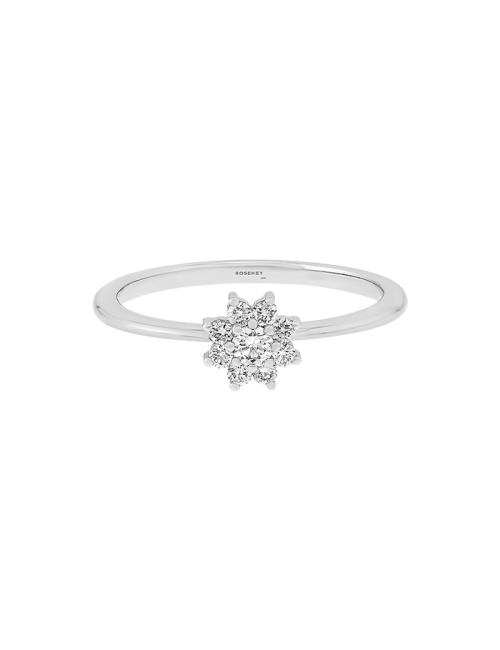 Anel Épure Fleur Ouro Branco e Diamantes
