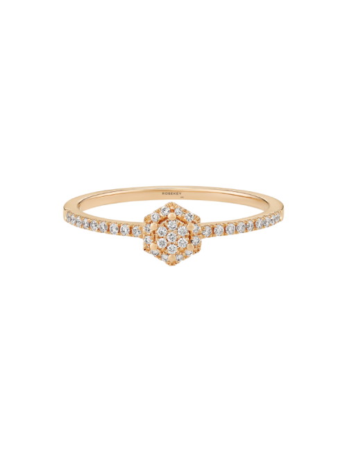 Anel Épure Hexa Modelo Pequeno Ouro Rosa e Diamantes