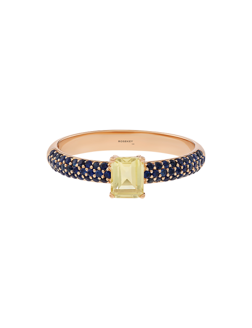 Anel Seet Briar Ouro Rosa Quartzo e Safiras
