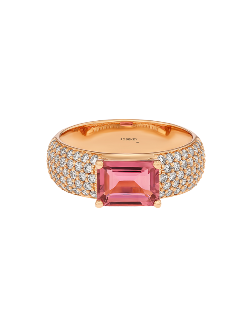 Anel Larkspur Ouro Rosa, Turmalina e Diamantes