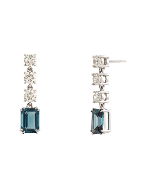 Brincos Midnight Dew Diamantes e Topázios