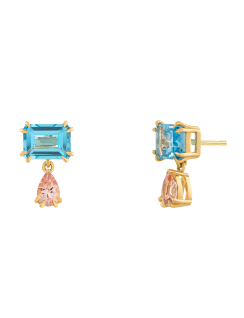 Brincos Secret Wish Ouro Rosa, Topázio e Morganite