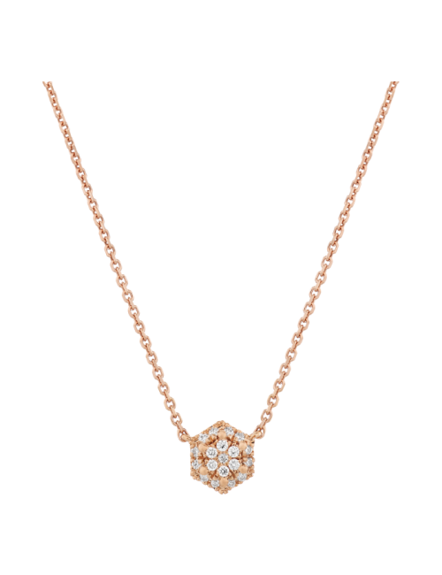 Colar Épure Hexa Modelo Pequeno Ouro Rosa e Diamantes