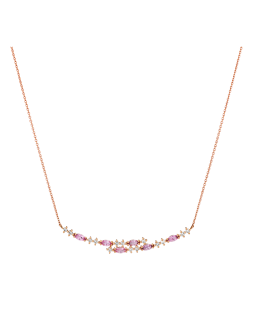 Colar Secret Bloom Ouro Rosa, Safiras e Diamantes