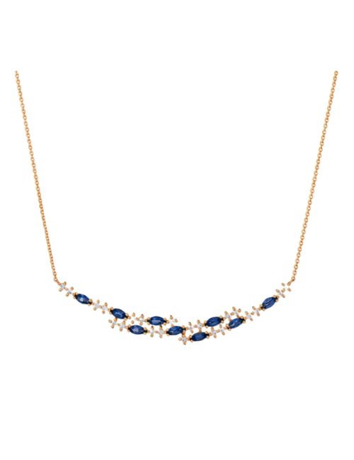 Colar Secret Bloom Ouro Rosa, Safiras e Diamantes