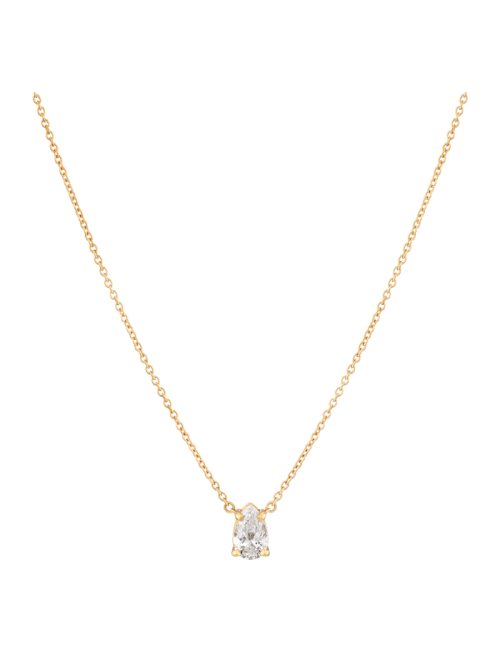 Colar Pendente Ouro Amarelo E Diamante Pera