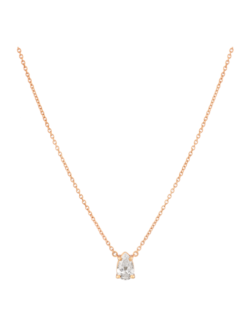 Colar Pendente Ouro Rosa E Diamante Pera