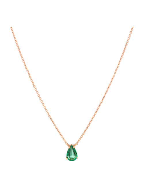 Coalr Pendente Ouro Rosa E Esmeralda Pera