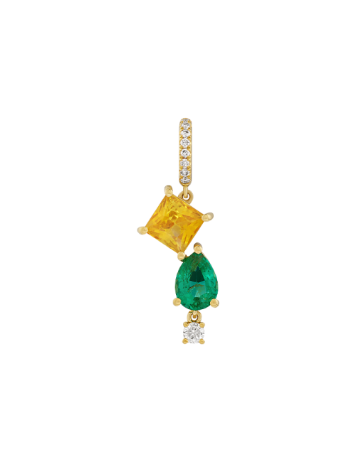 Pendente Ouro Amarelo, Esmeralda, Safira e Diamantes