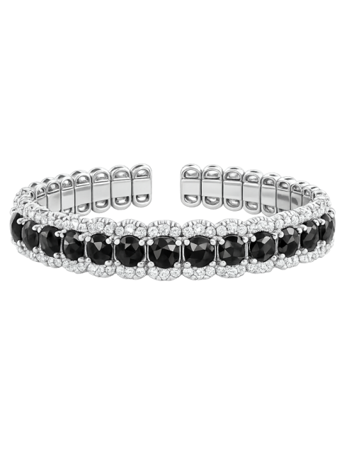Pulseira Ouro Branco, Diamantes Brancos E Diamantes Pretos