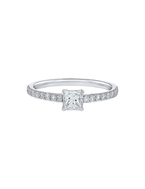 Anel Solitário Princess Ouro Branco 0.70ct
