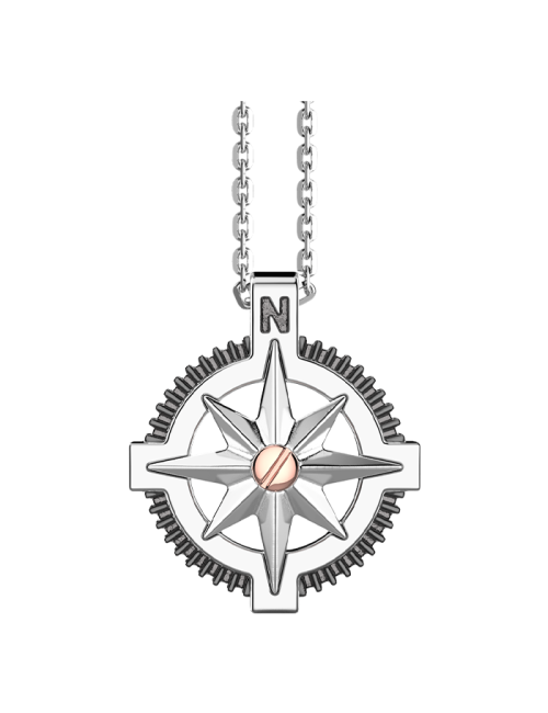 Colar Rosa dos Ventos Prata E Ouro Rosa