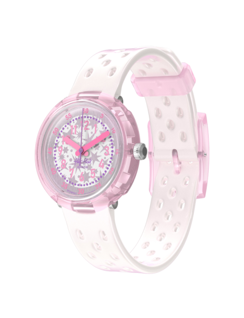 Relógio Flik Flak de criança branco e rosa