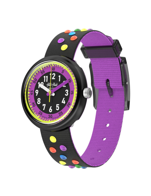 Relógio Flik Flak de criança preto e roxo