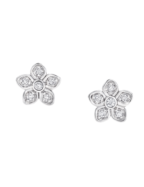 Brincos Wild Flower Petite Ouro Branco e Diamantes
