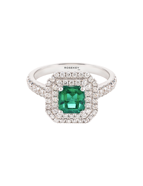 Anel Ouro Branco, Esmeralda Zambia e Diamantes