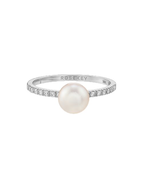 Anel Ouro Branco, Pérola E Diamantes