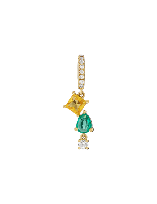 Pendente Ouro Amarelo, Safira, Esmeralda e Diamantes