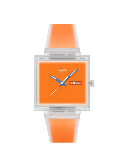 Relógio Swatch homem Laranja Quadrado  Data