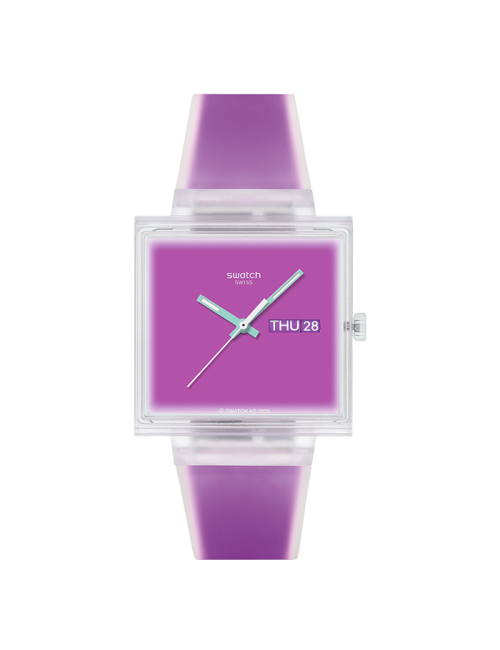 Relógio Swatch mulher Roxo Quadrado Data