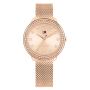 Relógio Mulher Aço IP Rosa com Cristais
