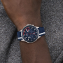 Relógio Homem Aço e Bracelete Vermelha