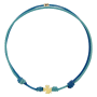 Pulseira Mini Symbol Clover Ouro Amarelo E Corda Azul
