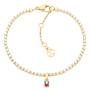 Pulseira Mulher Aço Dourado e Cristais