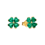 Brincos stud Trevo dourados e verde