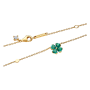 Colar Trevo dourado com cristal verde