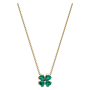 Colar Trevo dourado com cristal verde
