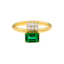 Anel Swallowtail Ouro Amarelo, Esmeralda e Diamantes