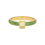 Anel Sweet Briar Ouro Amarelo, Quartzo e Tsavorite