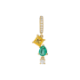 Pendente Ouro Amarelo, Safira, Esmeralda e Diamantes