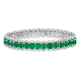 Pulseira Ouro Branco, Diamantes E Esmeraldas Ovais