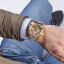 Relógio Masculino Frontier Dourado com Brilhantes